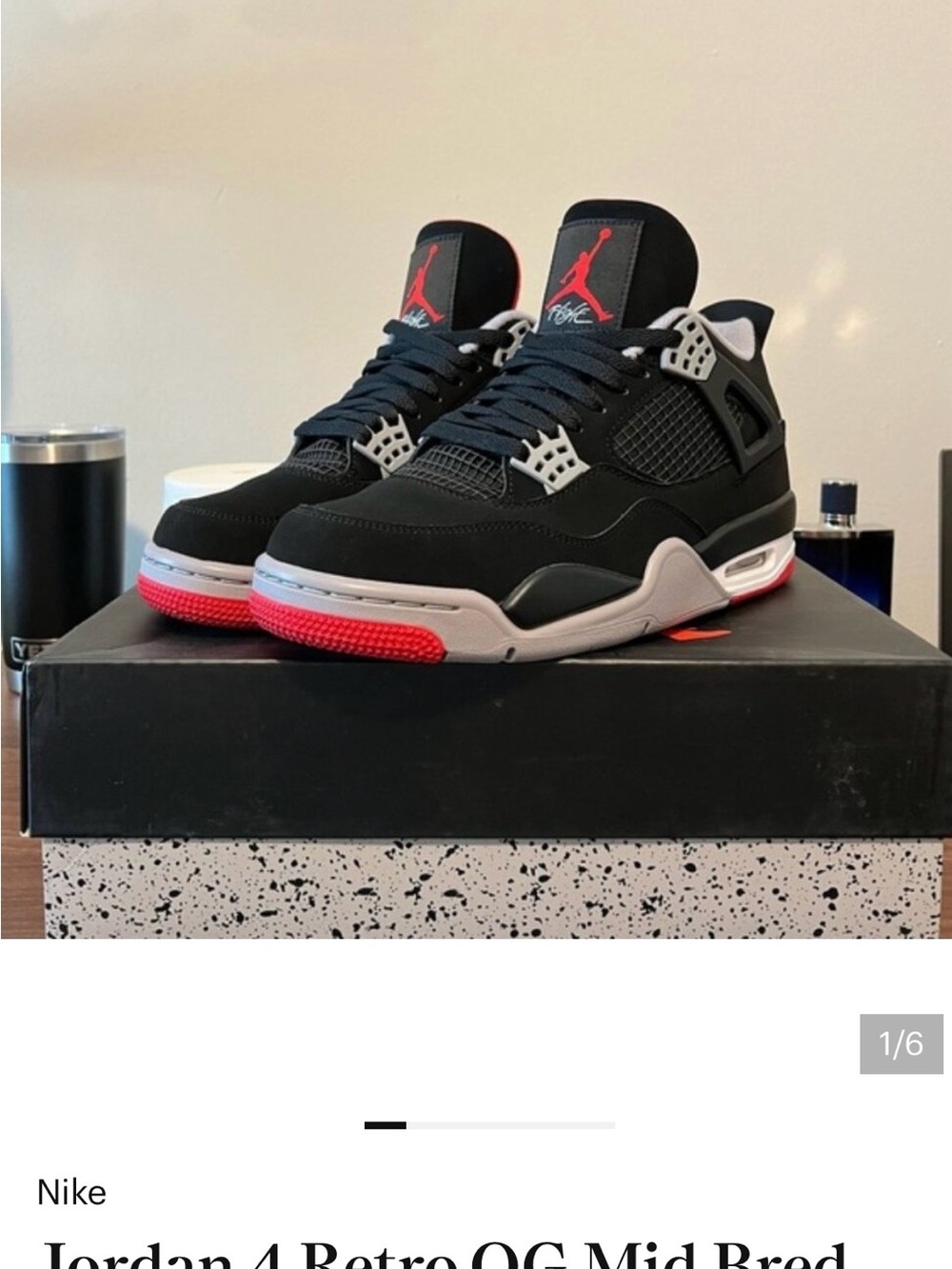 Jordan 4 Retro Mid Black/Red/Grey Sneakers